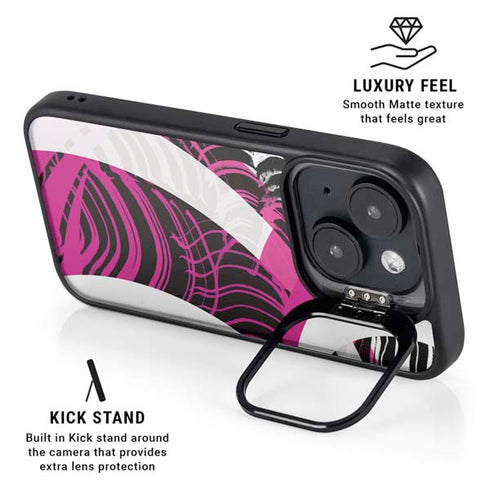 Pink and White Hipster iPhone 15 Kickstand Case